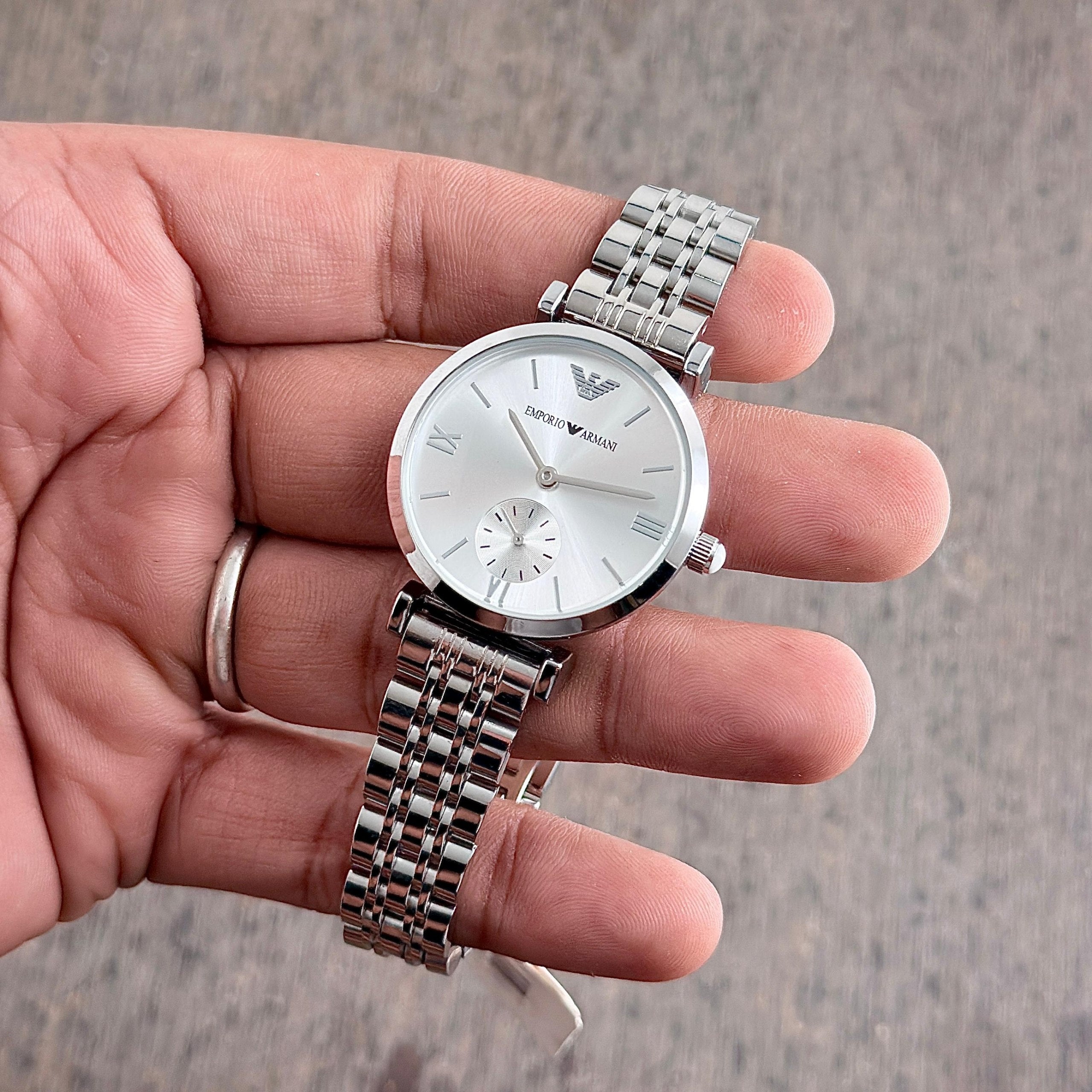 Emporio Armani Premium Silver Women's Watch | Mother of Pearl Dial